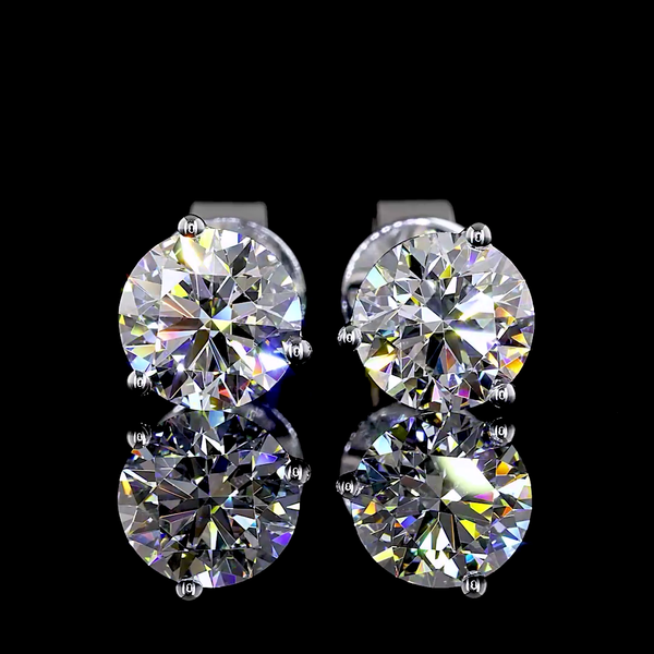 Lab-Grown 1.51 Carat Round - Diamond 14K White Gold Martini Earrings