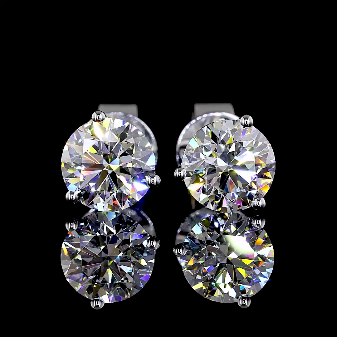 Lab-Grown 1.48 Carat Round - Diamond 14K White Gold Martini Earrings