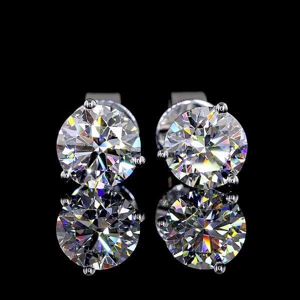 Lab-Grown 1.55 Carat Round - Diamond 14K White Gold Martini Earrings