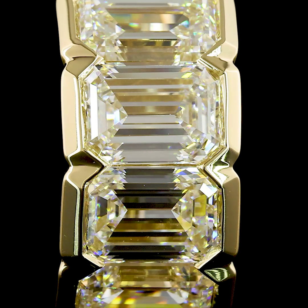 Lab-Grown 6.3 Carat Emerald - Diamond 14K Yellow Gold Huggies Earrings