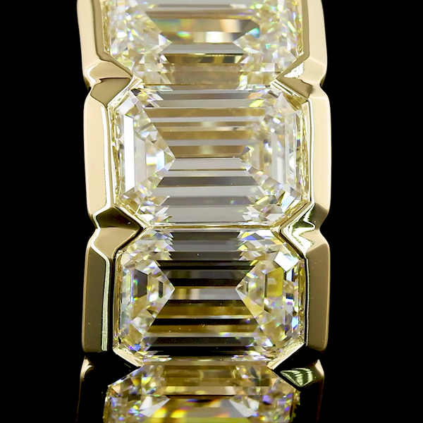Lab-Grown 6.3 Carat Emerald - Diamond 14K Yellow Gold Huggies Earrings