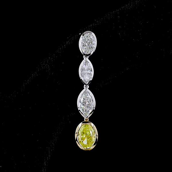 Lab-Grown 3.55 Carat MIX - Diamond 14K Two Tone Hanging Earrings
