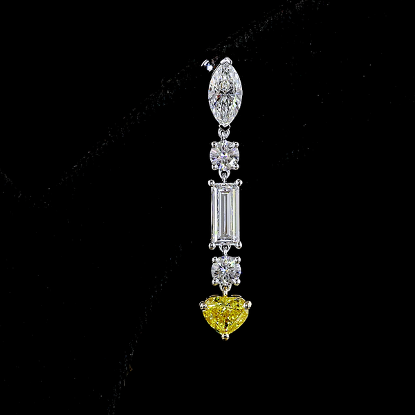 Lab-Grown 3.86 Carat MIX Very Light Yellow-VVS2 Diamond 14K Two Tone Hanging Ear