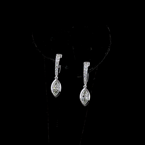 Lab-Grown 1.97 Carat MIX - Diamond 14K White Gold Hanging Earrings