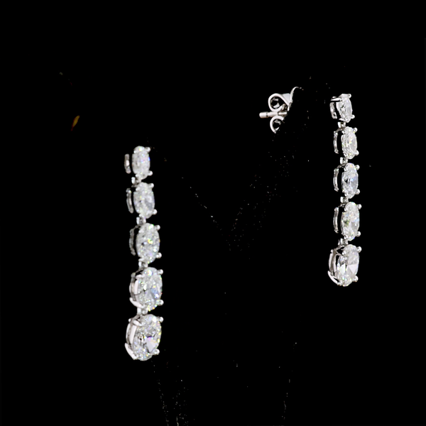 Lab-Grown 2.18 Carat Oval - Diamond 14K White Gold Hanging Earrings