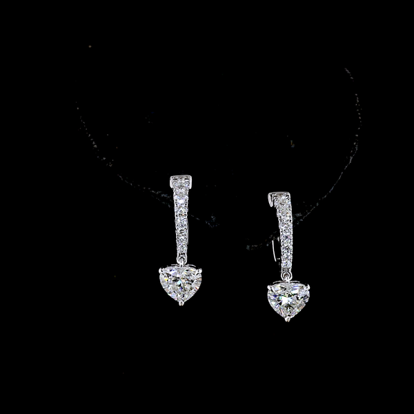 Lab-Grown 2.33 Carat MIX - Diamond 14K White Gold Hanging Earrings