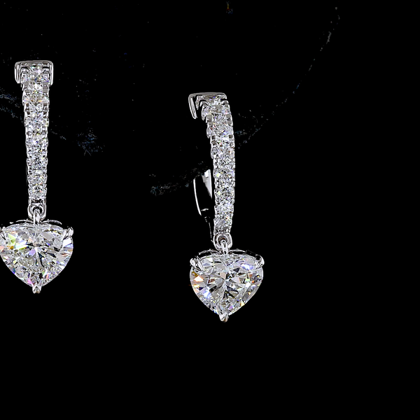 Lab-Grown 2.33 Carat MIX - Diamond 14K White Gold Hanging Earrings