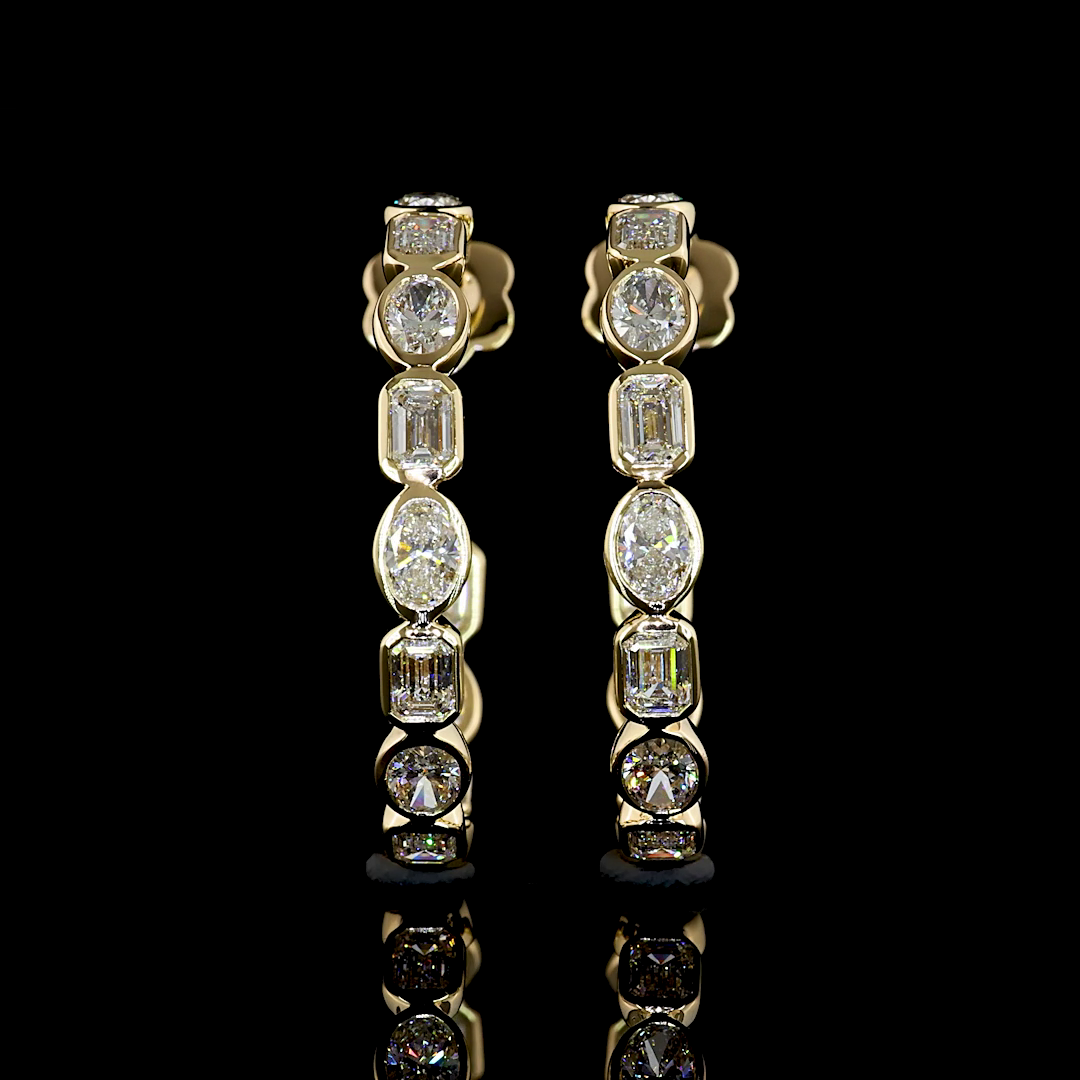 Lab-Grown 4.76 Carat MIX E-VS1 Diamond 14K Yellow Gold C Hoops Earrings