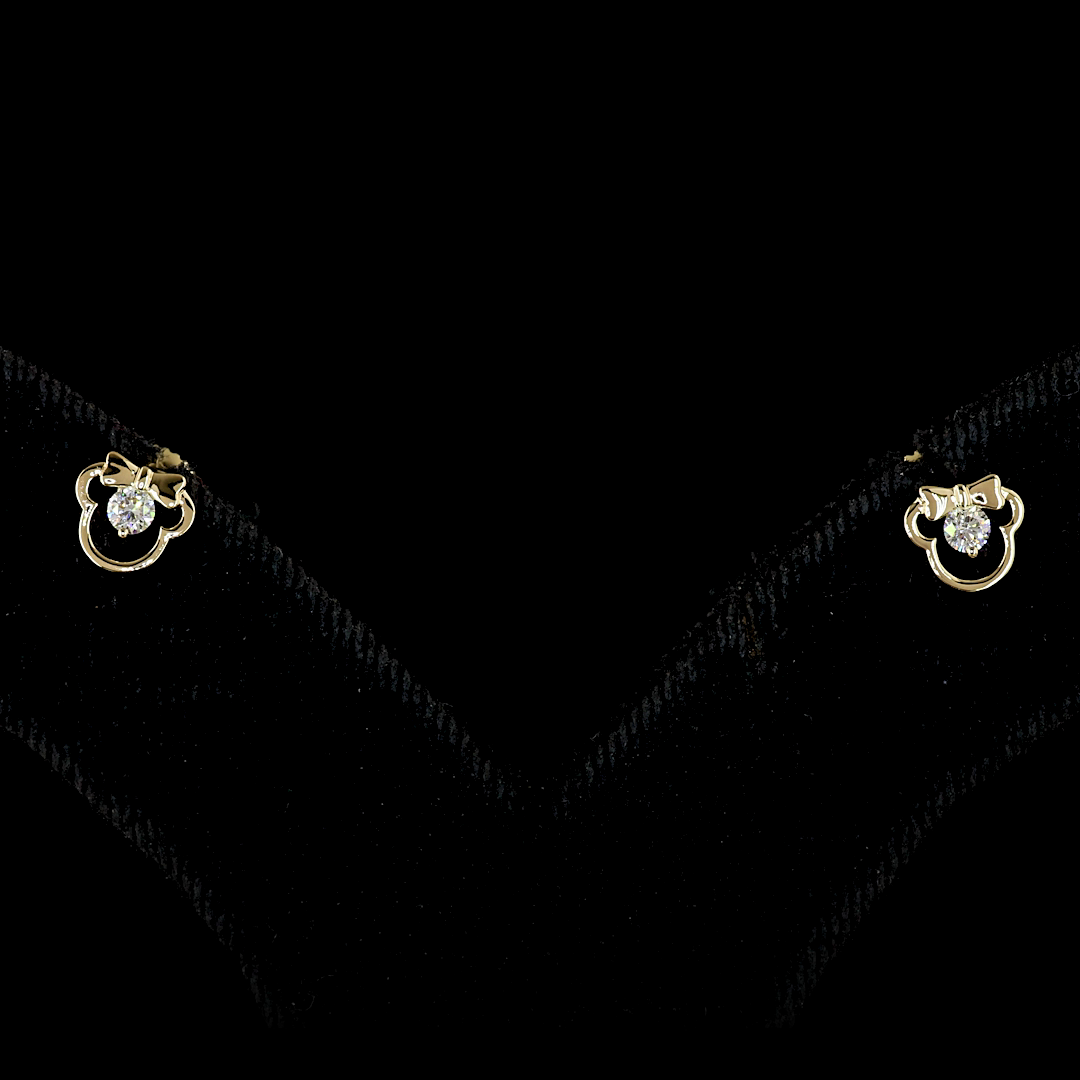 Lab-Grown 0.11 Carat Round E-F- Diamond 14K Yellow Gold Studs Earrings
