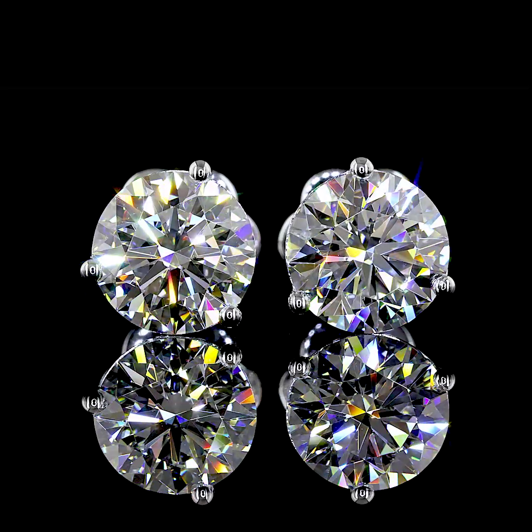 Lab-Grown 2.51 Carat Round - Diamond 14K White Gold Martini Earrings