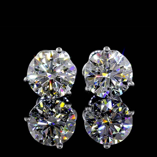 Lab-Grown 2.51 Carat Round - Diamond 14K White Gold Martini Earrings