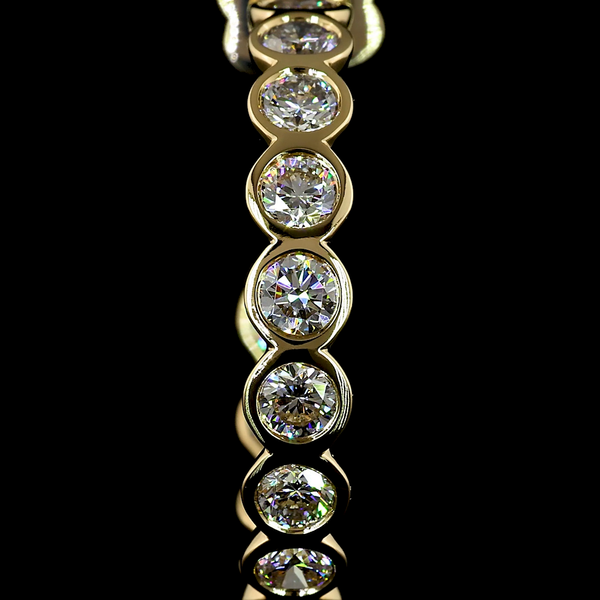 Lab-Grown 4.32 Carat Round - Diamond 14K Yellow Gold C Hoops Earrings