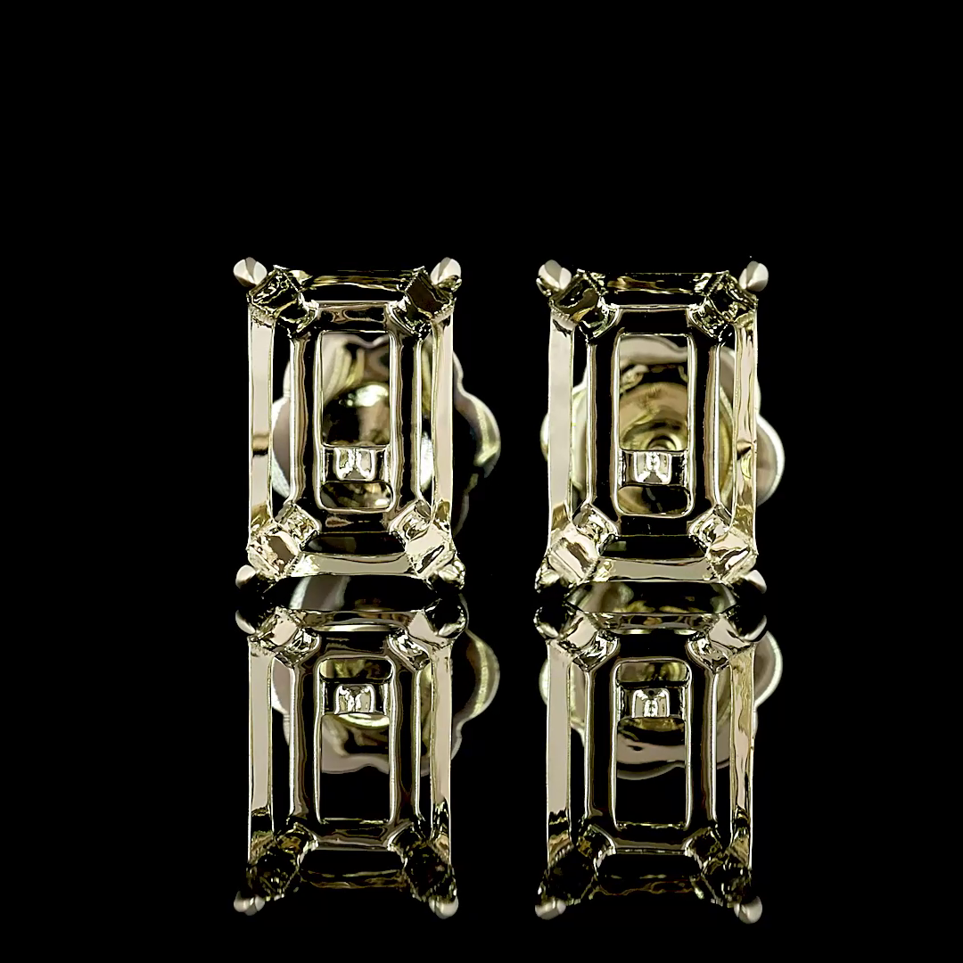 Lab-Grown 4.02 Carat Emerald D-VS1 Diamond 14K White Gold Studs Earrings