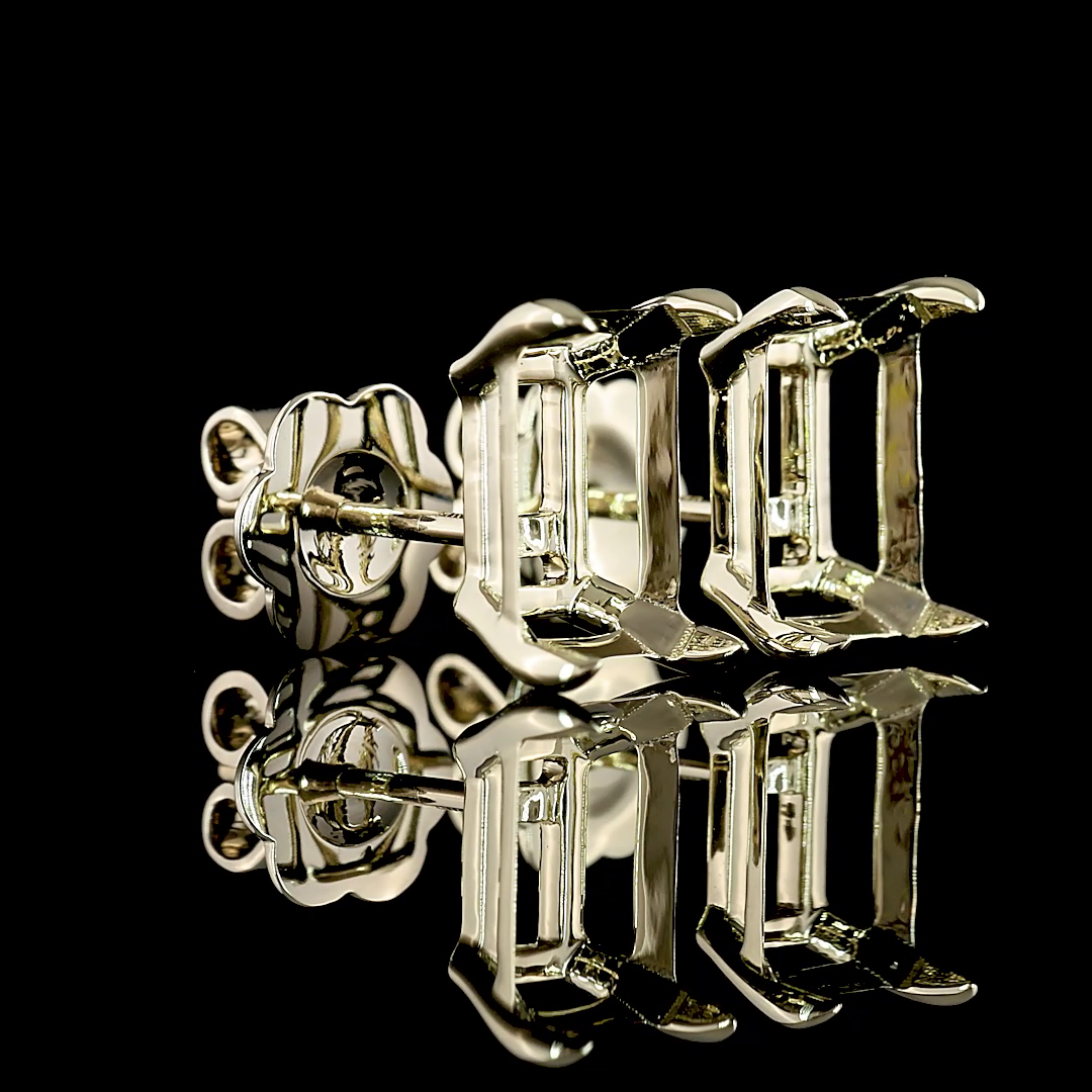 Lab-Grown 4.02 Carat Emerald D-VS1 Diamond 14K White Gold Studs Earrings