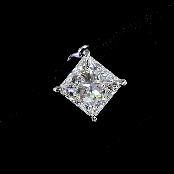 Lab-Grown 6.15 Carat Princess F-VS1 Diamond 14K White Gold Studs Earrings