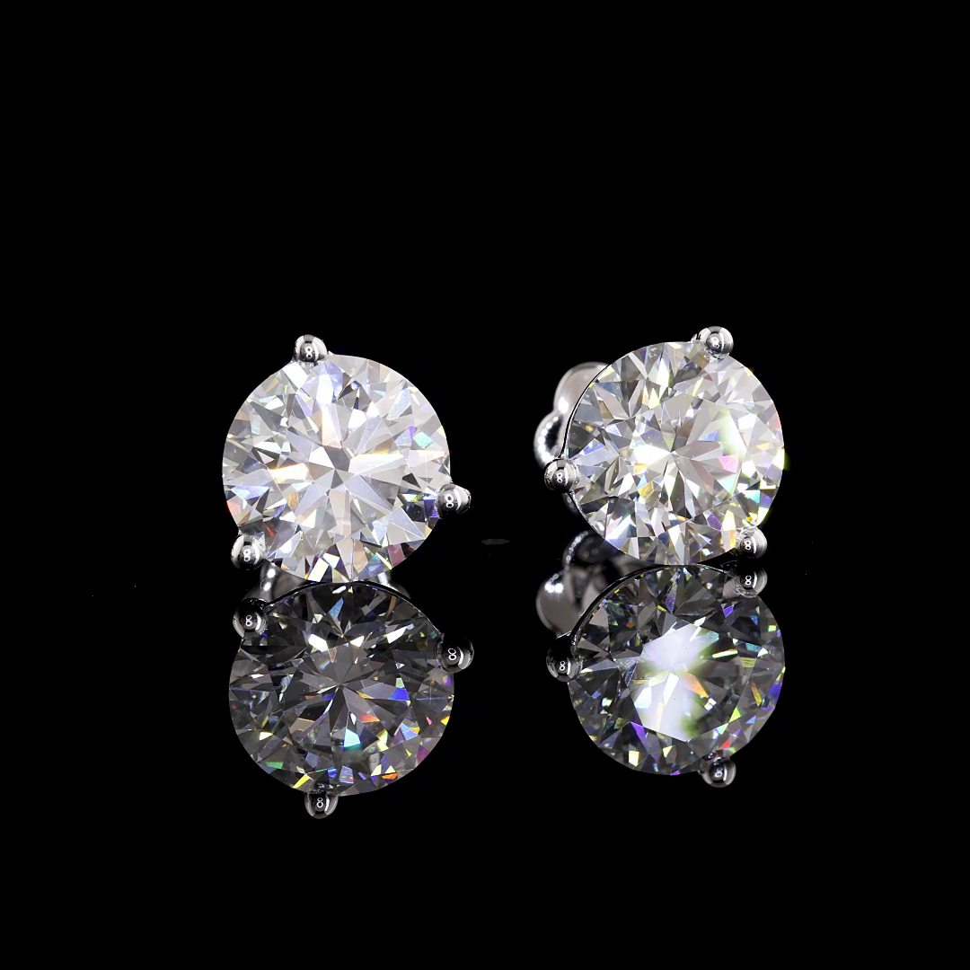 Lab-Grown 5.03 Carat Round D-VS1 Diamond 14K White Gold Martini Earrings