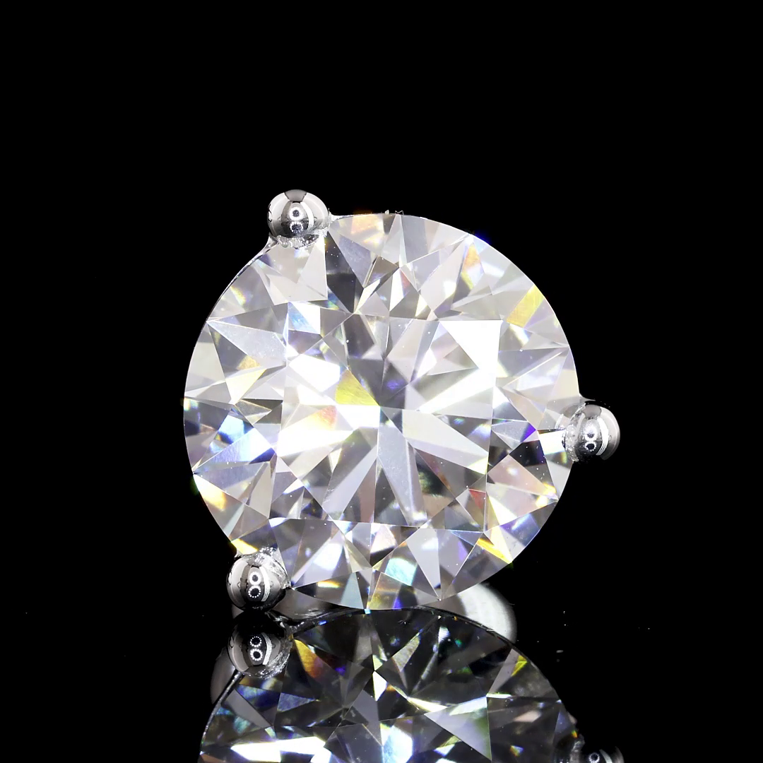 Lab-Grown 5.03 Carat Round D-VS1 Diamond 14K White Gold Martini Earrings
