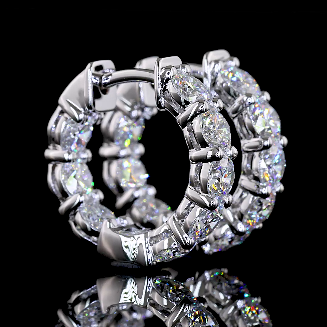 Lab-Grown 2.05 Carat Round E-VS Diamond 14K White Gold Huggies Earrings