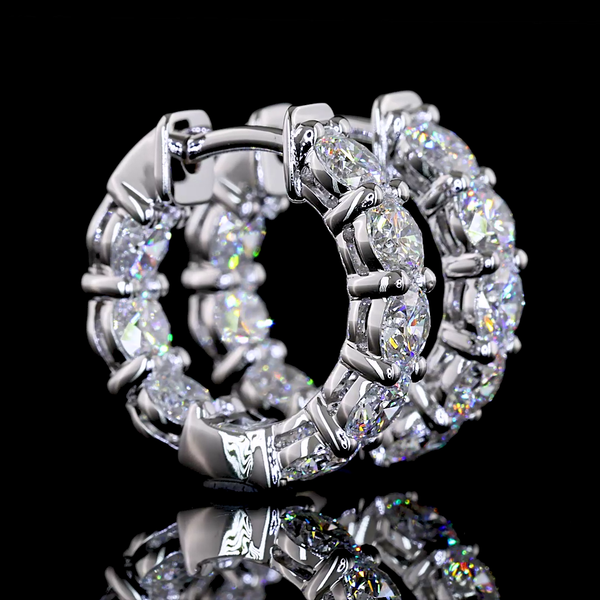 Lab-Grown 2.05 Carat Round E-VS Diamond 14K White Gold Huggies Earrings