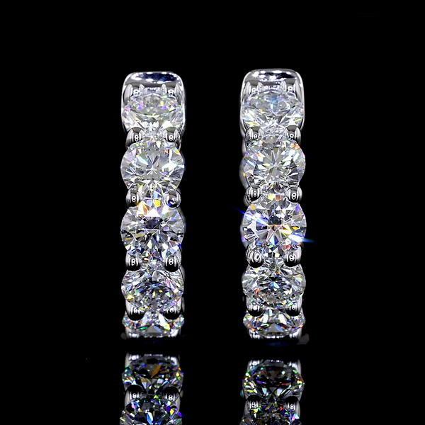 Lab-Grown 2.05 Carat Round E-VS Diamond 14K White Gold Huggies Earrings