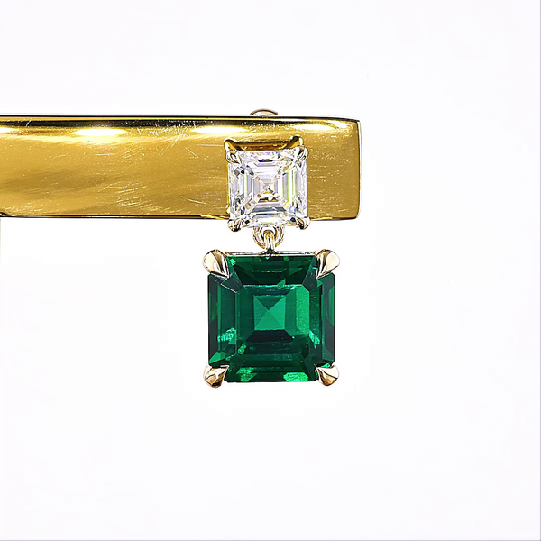 Lab-Grown 1.27 Carat Asscher -VS1 Diamond 14K Yellow Gold Hanging Earrings