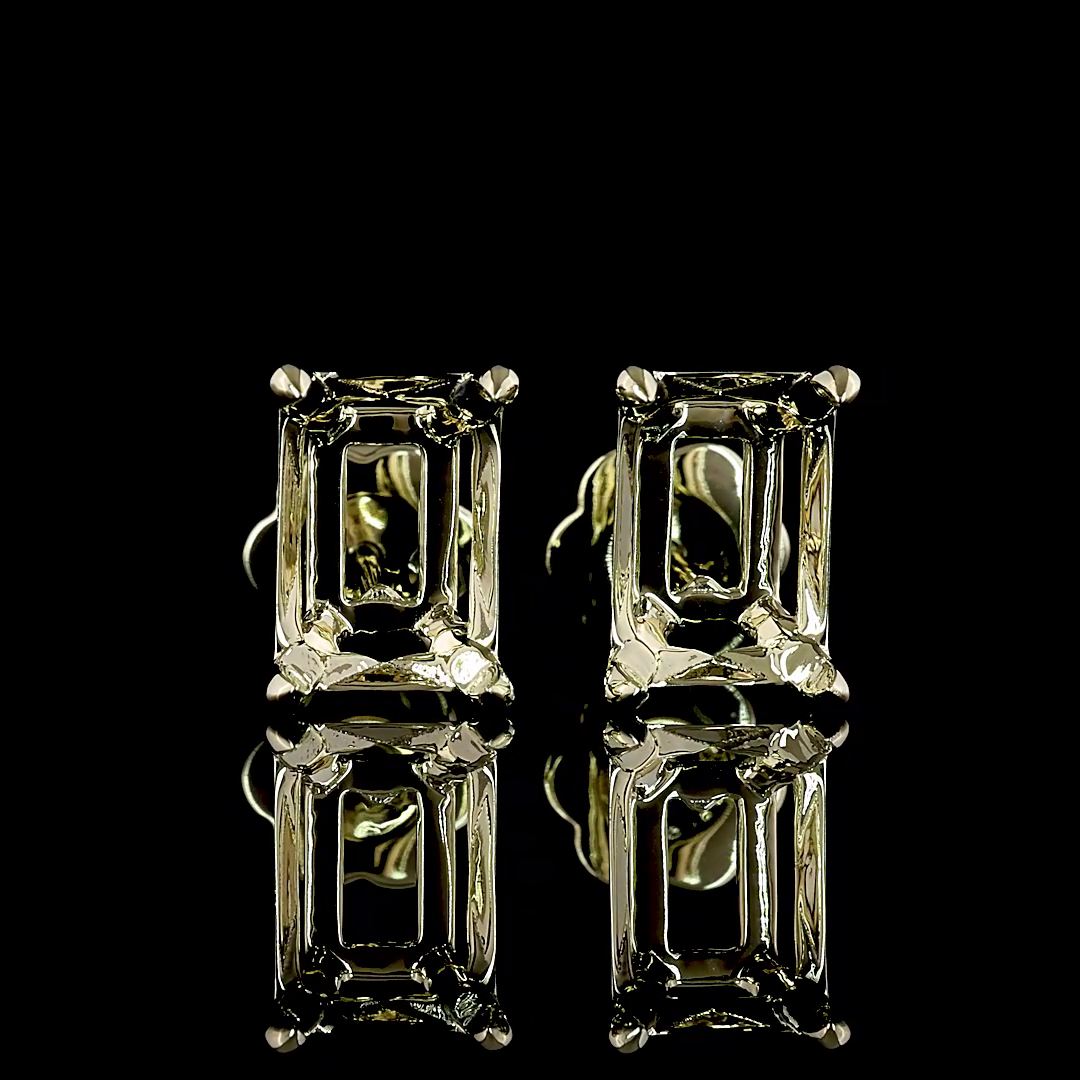 Lab-Grown 4.12 Carat Radiant E-VS2 Diamond 14K White Gold Studs Earrings