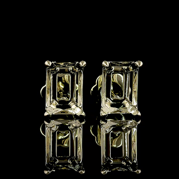 Lab-Grown 4.12 Carat Radiant E-VS2 Diamond 14K White Gold Studs Earrings
