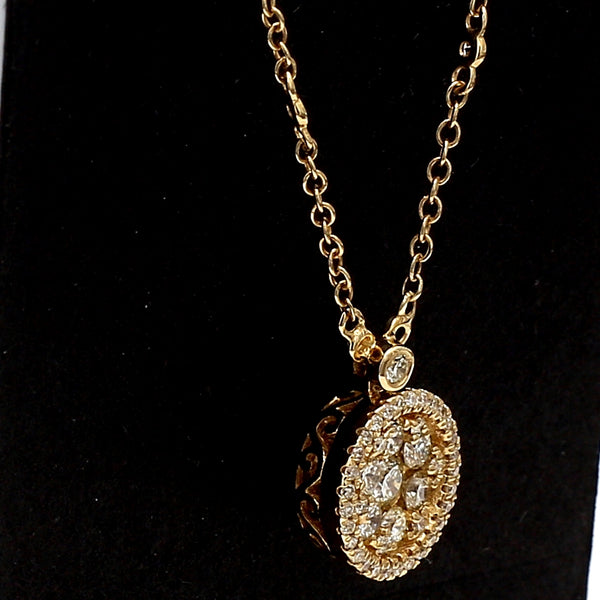 0.85 Carat Round Brilliant G VS2 Diamond 14 Karat Yellow Gold Pendant Necklace