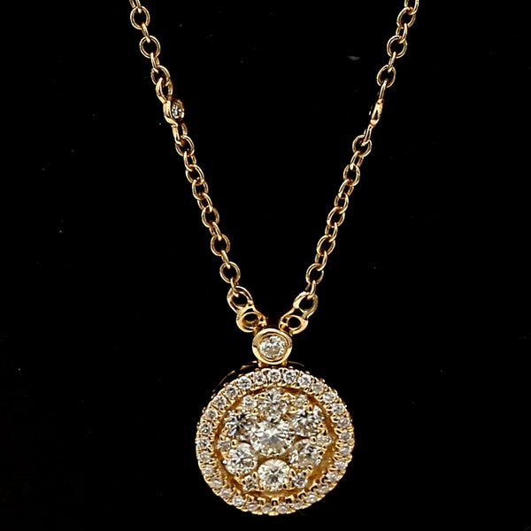 0.85 Carat Round Brilliant G VS2 Diamond 14 Karat Yellow Gold Pendant Necklace