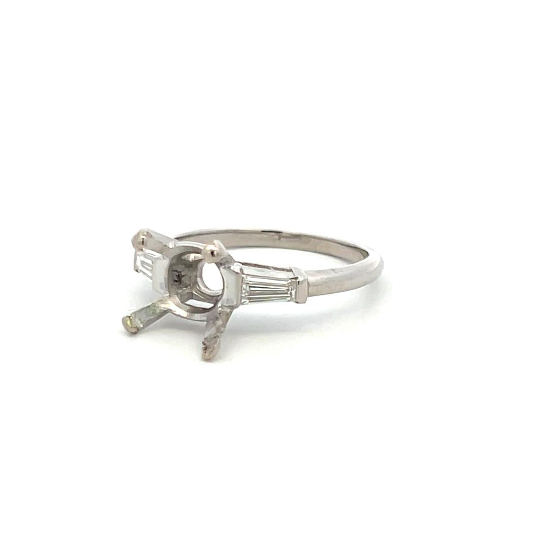 0.25 Carat Tapered Baguette Shape I VS Diamond Platinum Semi Mount Ring