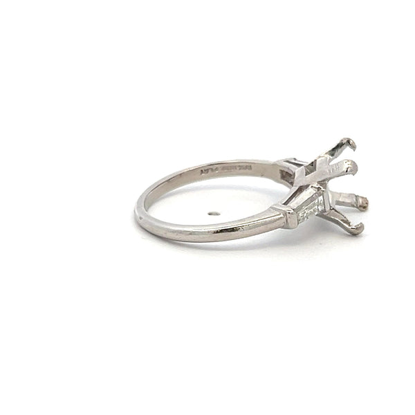 0.25 Carat Tapered Baguette Shape I VS Diamond Platinum Semi Mount Ring