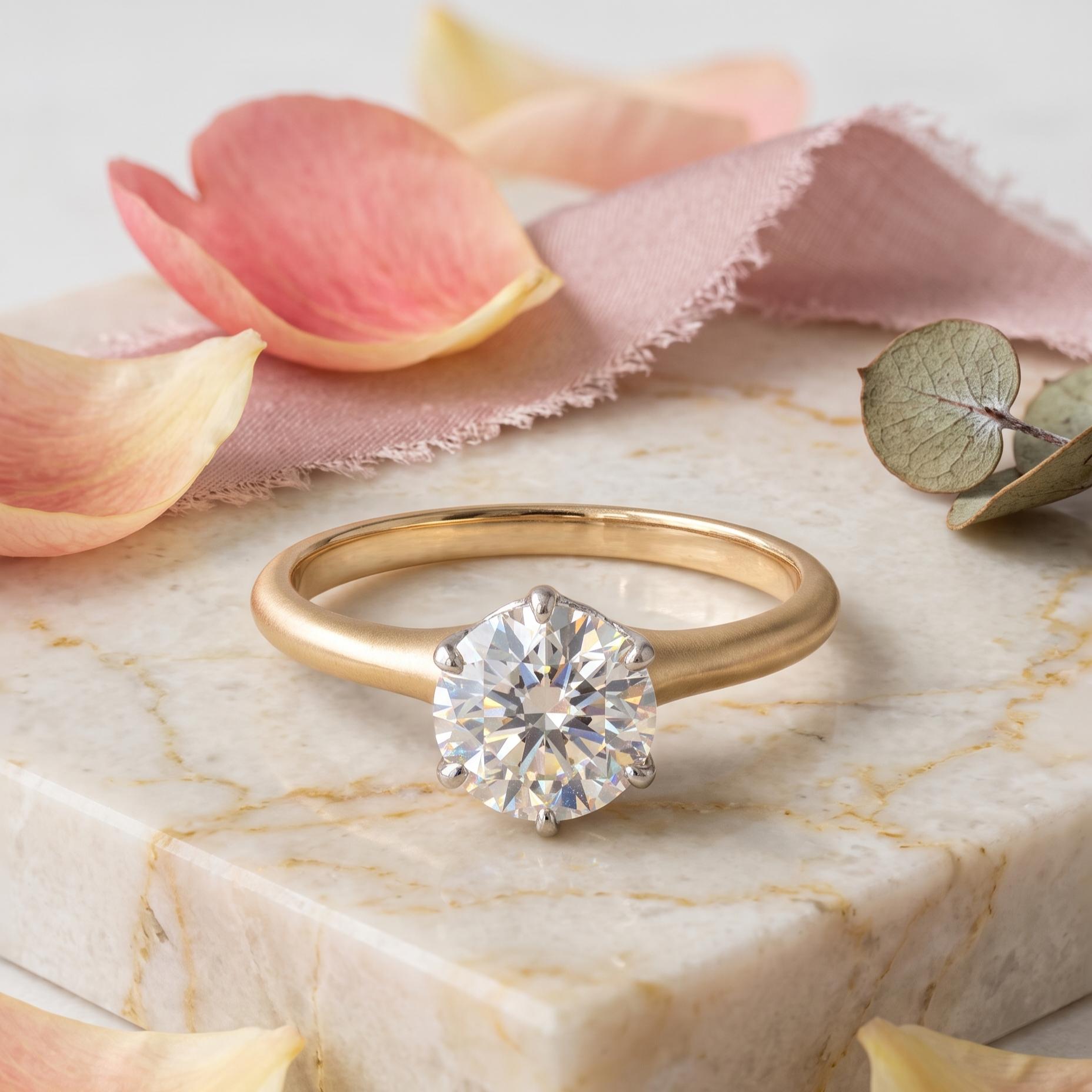 14K Two Tone Gold Engagement Ring with 1.09ct Old European Diamond I VS2 GIA