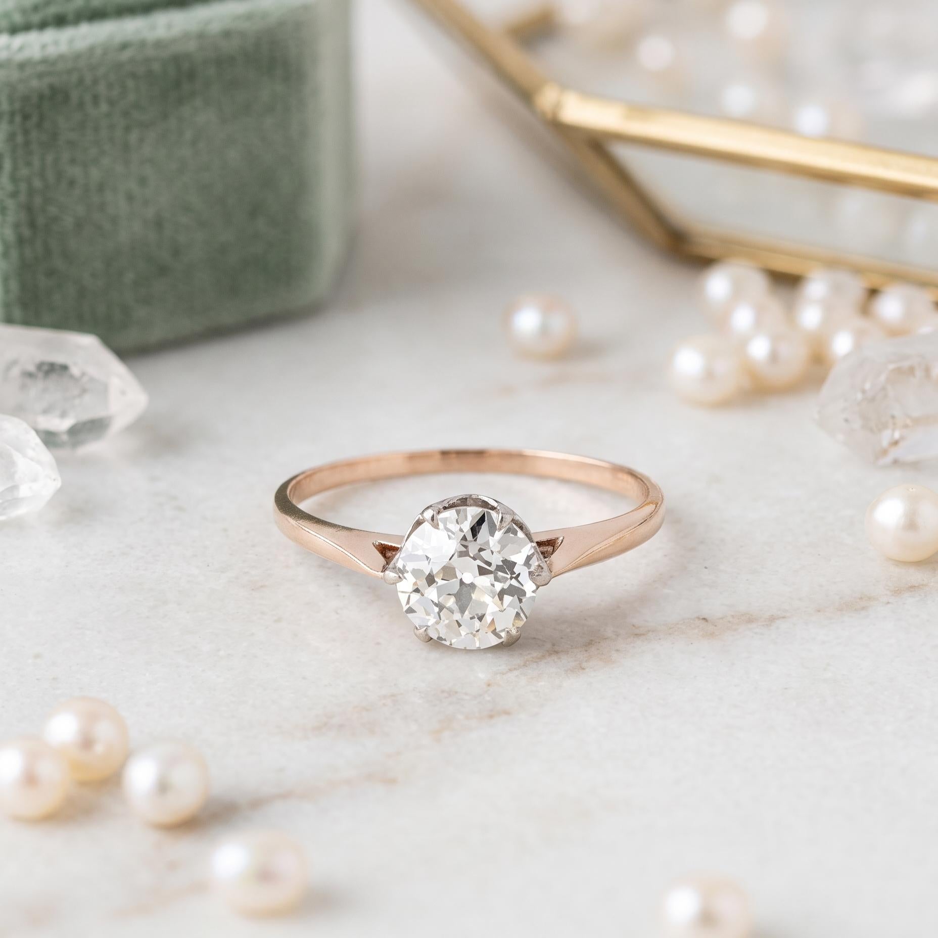 14K Yellow Gold Engagement Ring with 1.19 Carat Round Diamond Size 8 I VS2 GIA