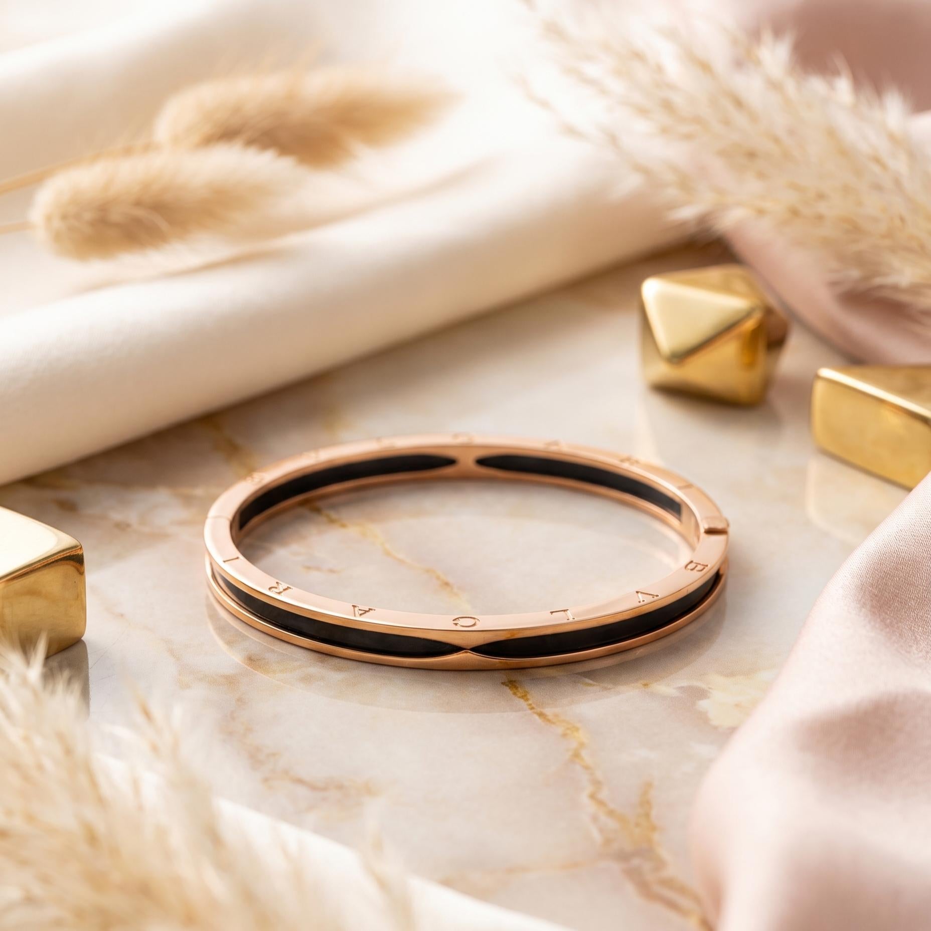 Bvlgari Vintage 18 Karat Rose Gold Bangle Bracelet 27.3 Grams Size 6.5