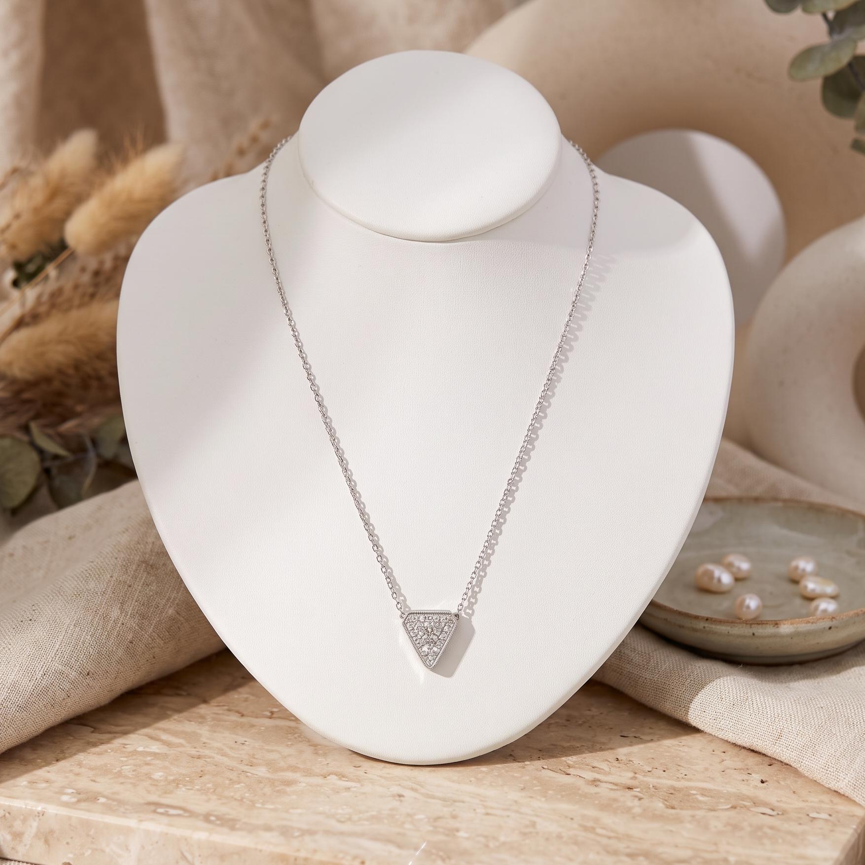 14K White Gold Pendant Necklace with 3.9 Carat Triangular Diamond L-SI2 GIA