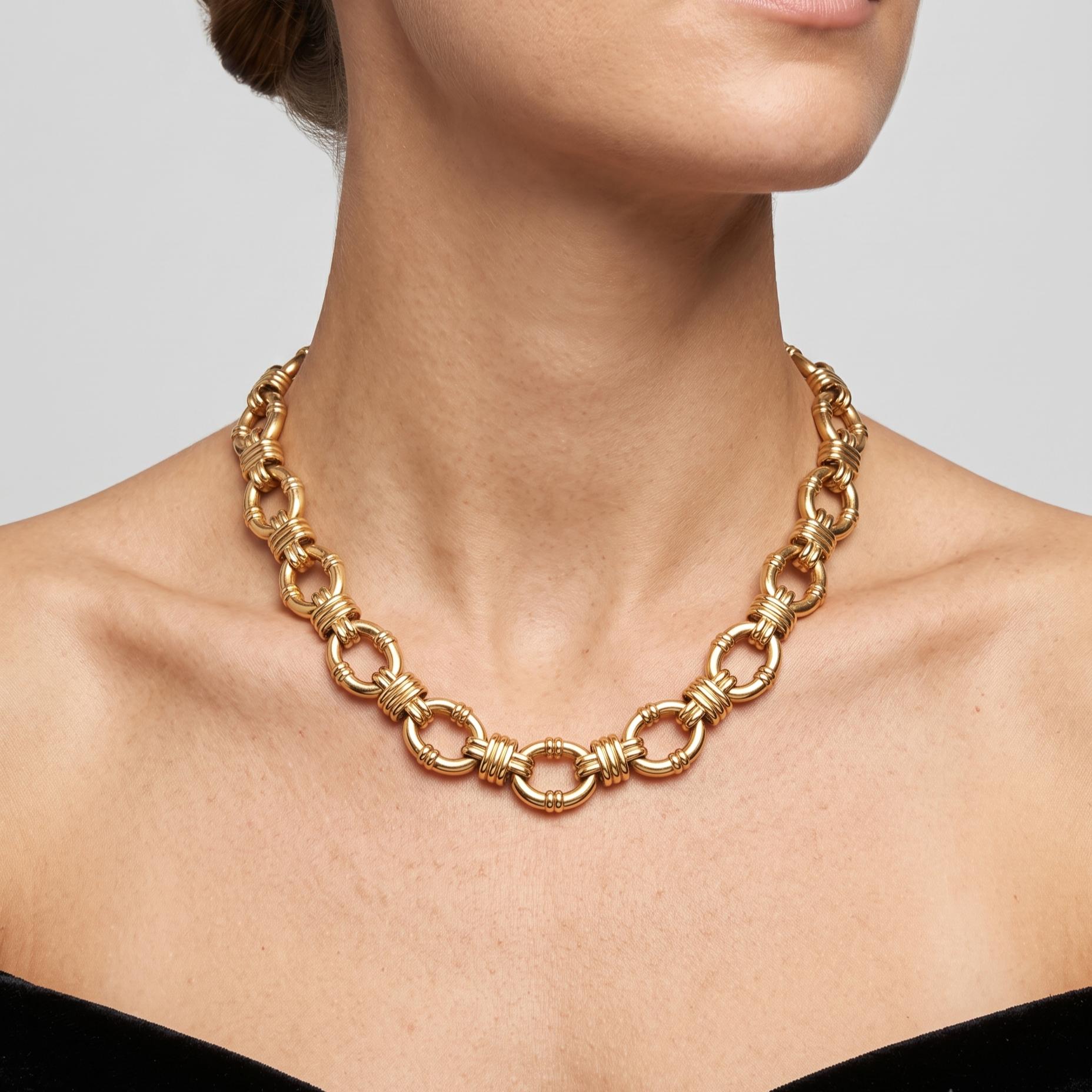 Tiffany & Co Vintage 18K Yellow Gold Link Necklace 87 Grams 16.5 Inch