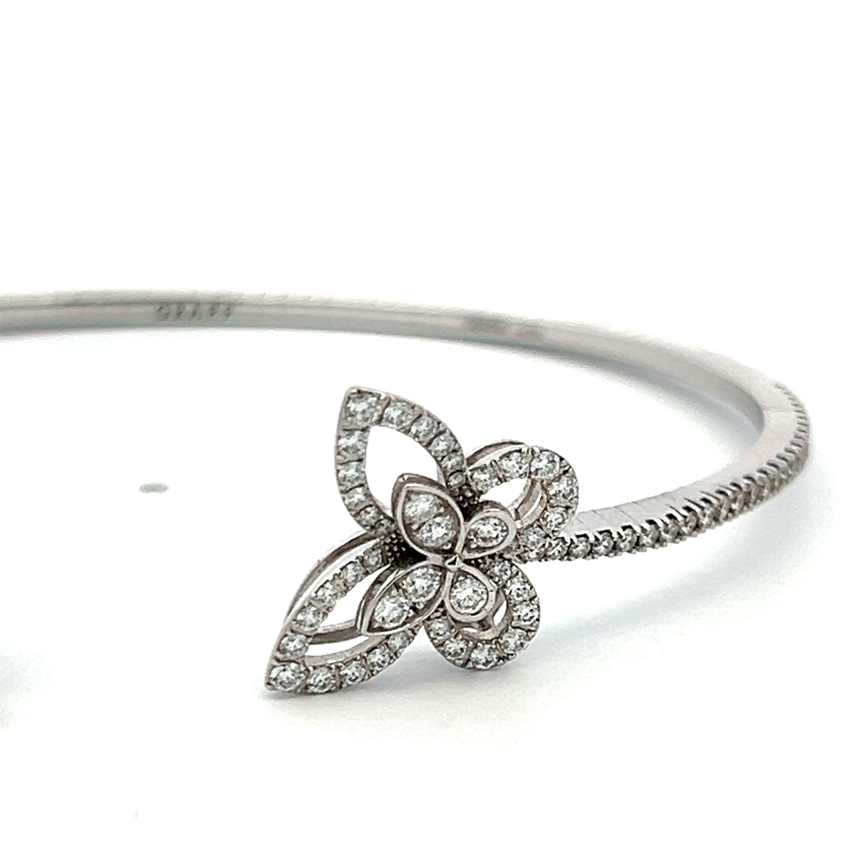 Graff 1.15 Carat Round Brilliant Diamond 18 Karat White Gold Bangle Bracelet