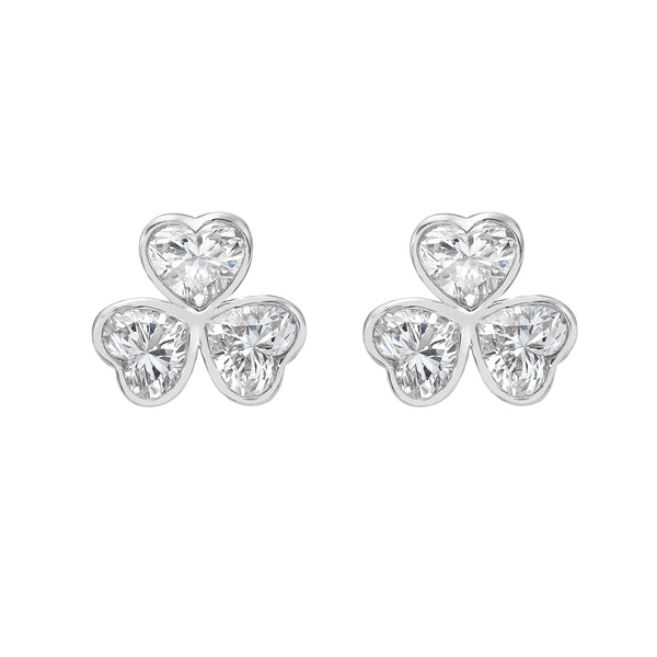 Lab-Grown 1.91 Carat Heart F-VS2 Diamond  Studs Earrings