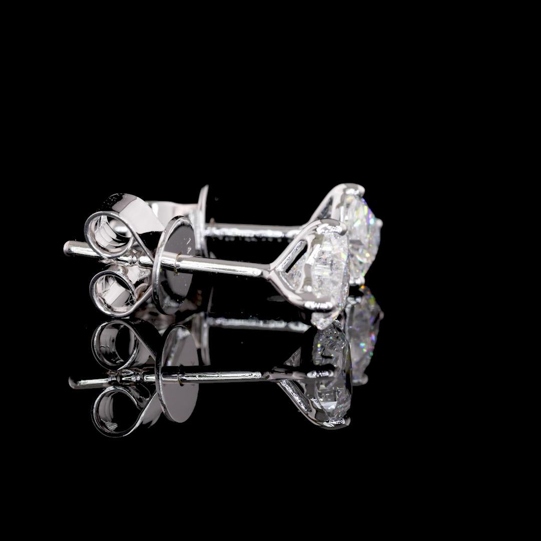 Lab-Grown 0.84 Carat Heart E-VS1 Diamond 14K White Gold Studs Earrings