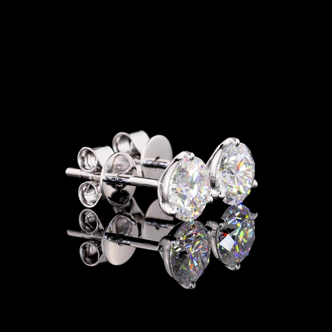 Lab-Grown 1.50 Carat Round D-VVS2 Diamond 14K White Gold Martini Earrings