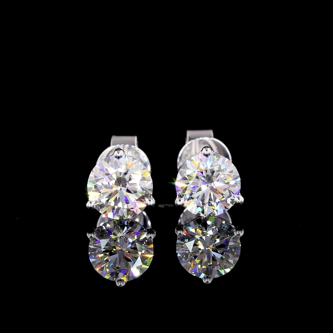 Lab-Grown 1.50 Carat Round D-VVS2 Diamond 14K White Gold Martini Earrings