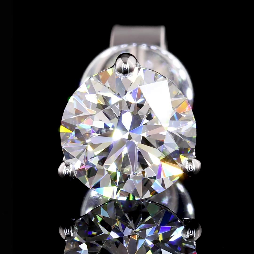 Lab-Grown 1.50 Carat Round D-VVS2 Diamond 14K White Gold Martini Earrings