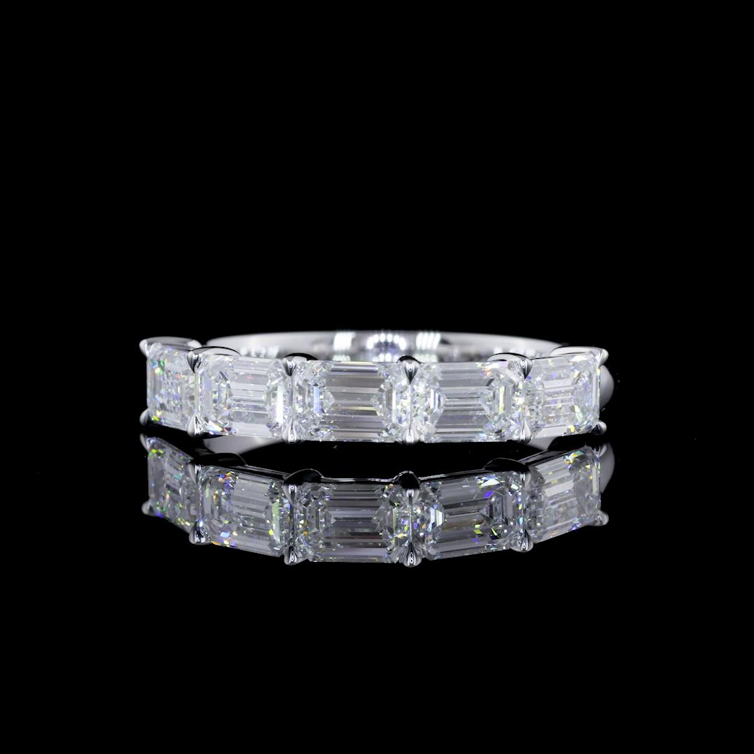 Lab-Grown 1.80 Carat Emerald E-VVS2 Diamond 14K White Gold 5 Stones Eternity Ban