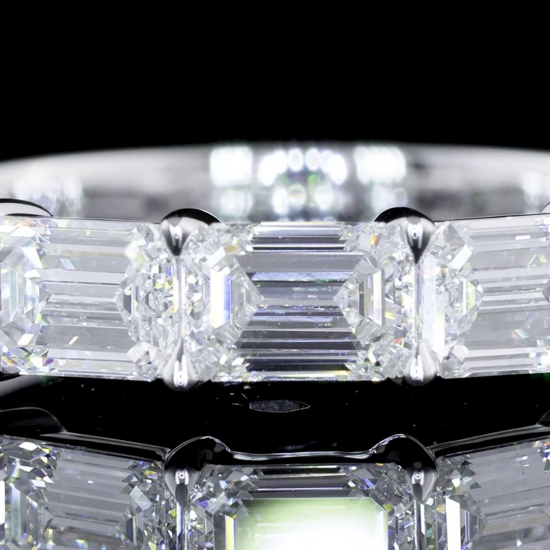 Lab-Grown 1.80 Carat Emerald E-VVS2 Diamond 14K White Gold 5 Stones Eternity Ban