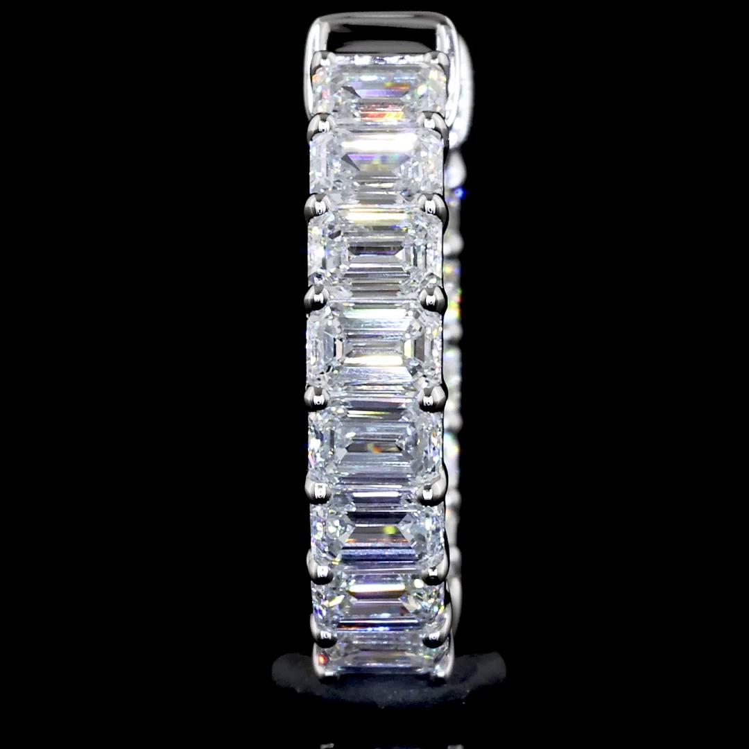 Lab-Grown 1.88 Carat Emerald F-VS2 Diamond 14K White Gold Huggies Earrings