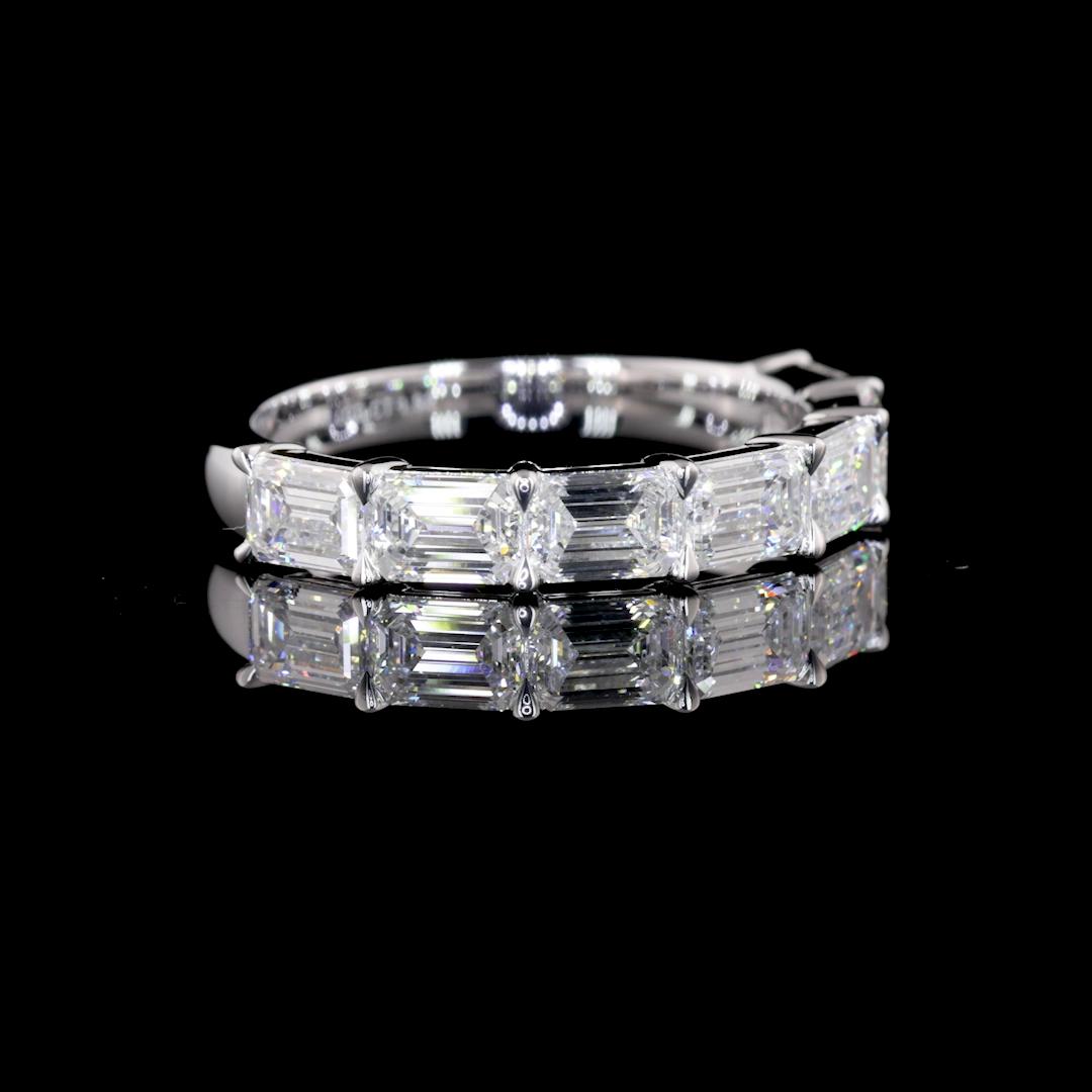 Lab-Grown 1.92 Carat Emerald D-VS1 Diamond 14K White Gold Half Eternity Eternity