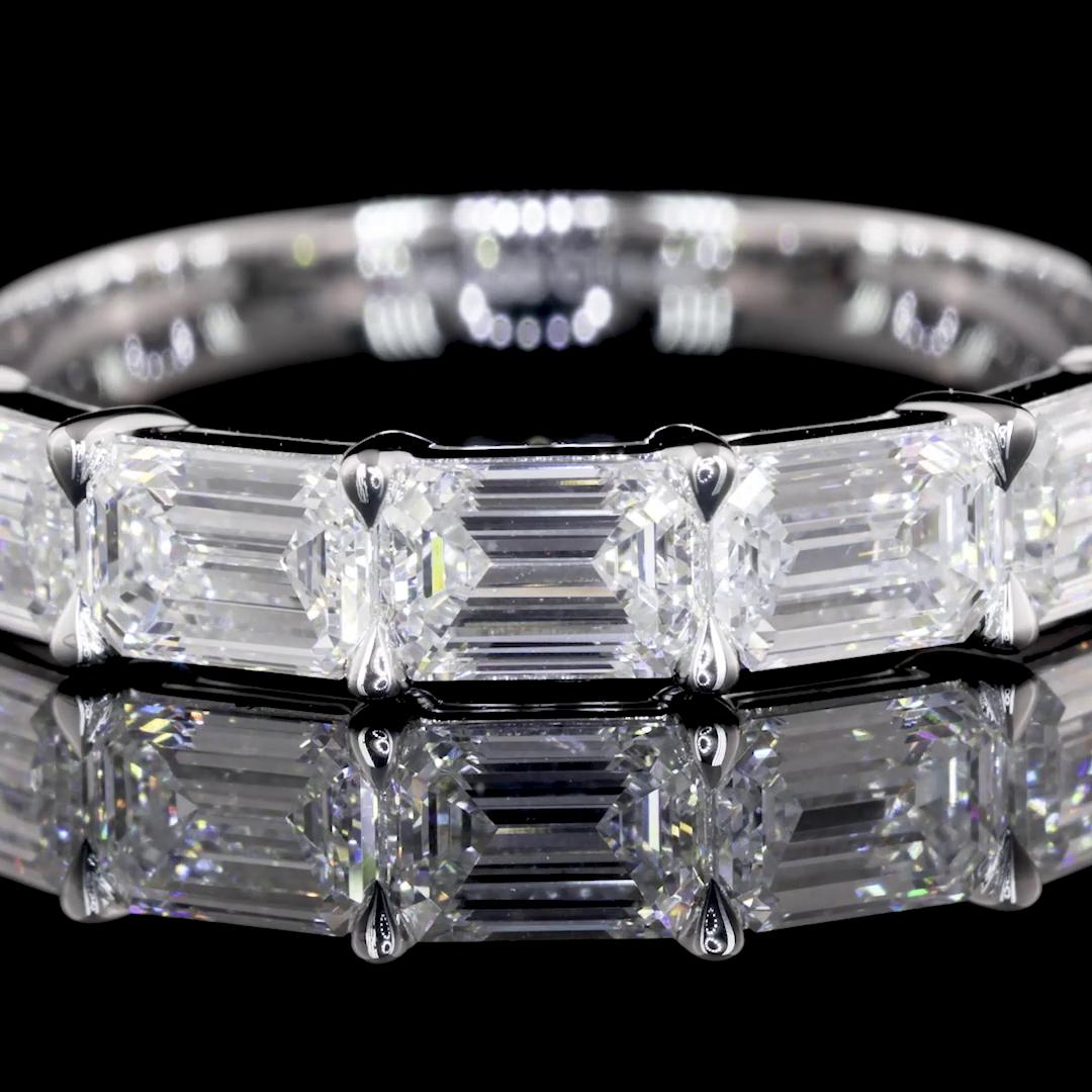 Lab-Grown 1.92 Carat Emerald D-VS1 Diamond 14K White Gold Half Eternity Eternity
