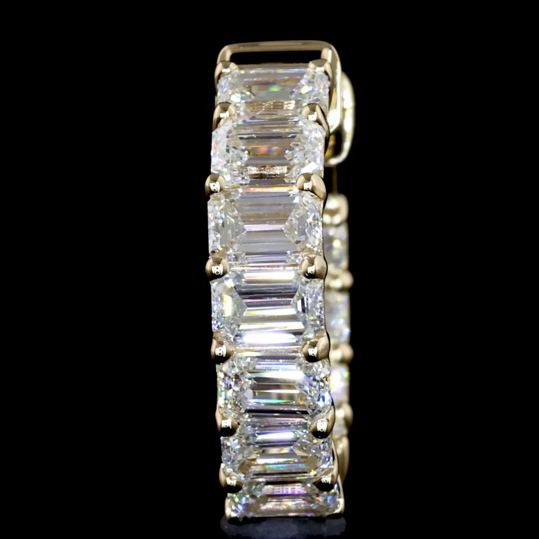 Lab-Grown 2.00 Carat Emerald E-VS1 Diamond 14K Yellow Gold Huggies Earrings