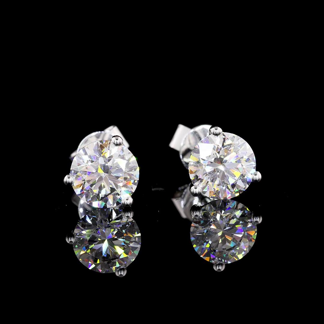 Lab-Grown 2.00 Carat Round D-VS1 Diamond 14K White Gold Martini Earrings
