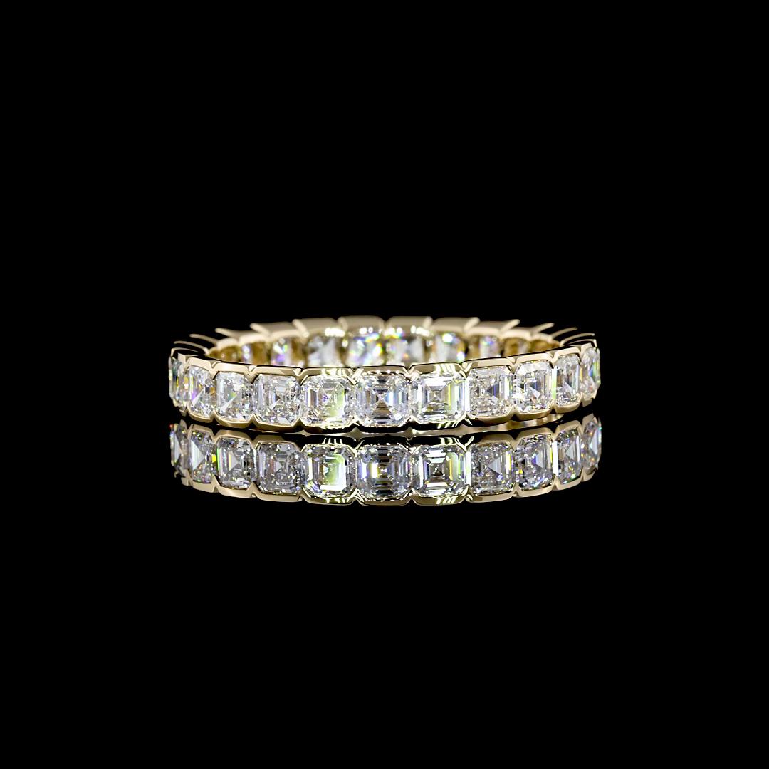 Lab-Grown 2.06 Carat Asscher E-VS1 Diamond 14K Yellow Gold Eternity Band Eternit